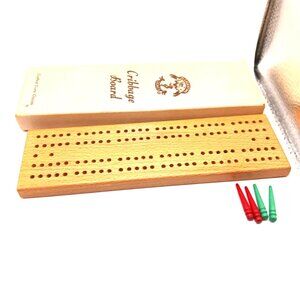 Vintage 1967 Pacific Game Co. Hardwood Cribbage Board #702 Made In USA + Box